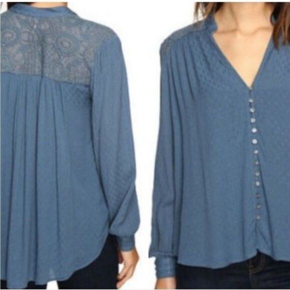 Free People Canyon Rose Button Down Embroidered Tunic. Size Small. - Picture 1 of 9